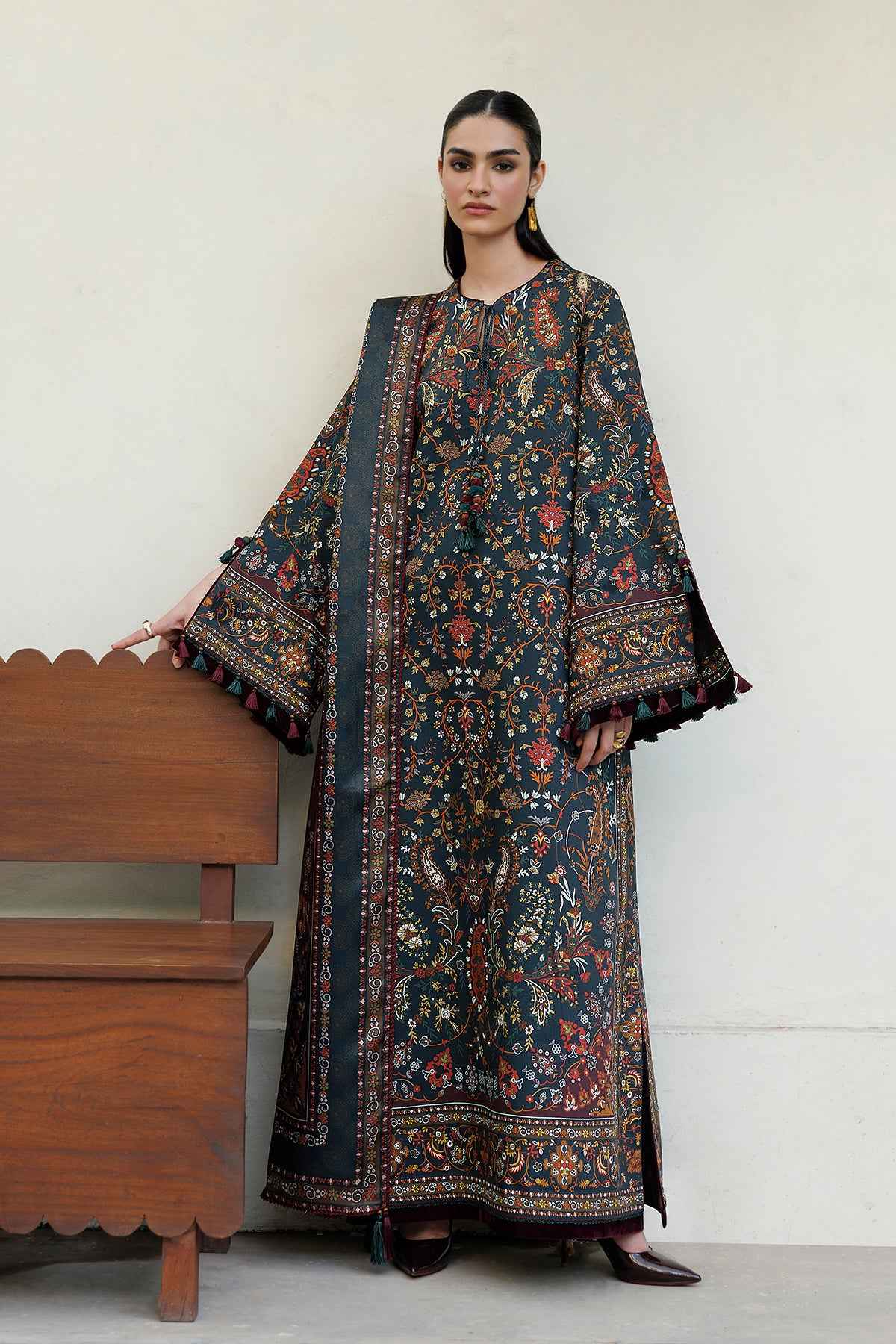 Kovia 3-Piece Printed Raw Silk Suit - BK Clothings Pakistan