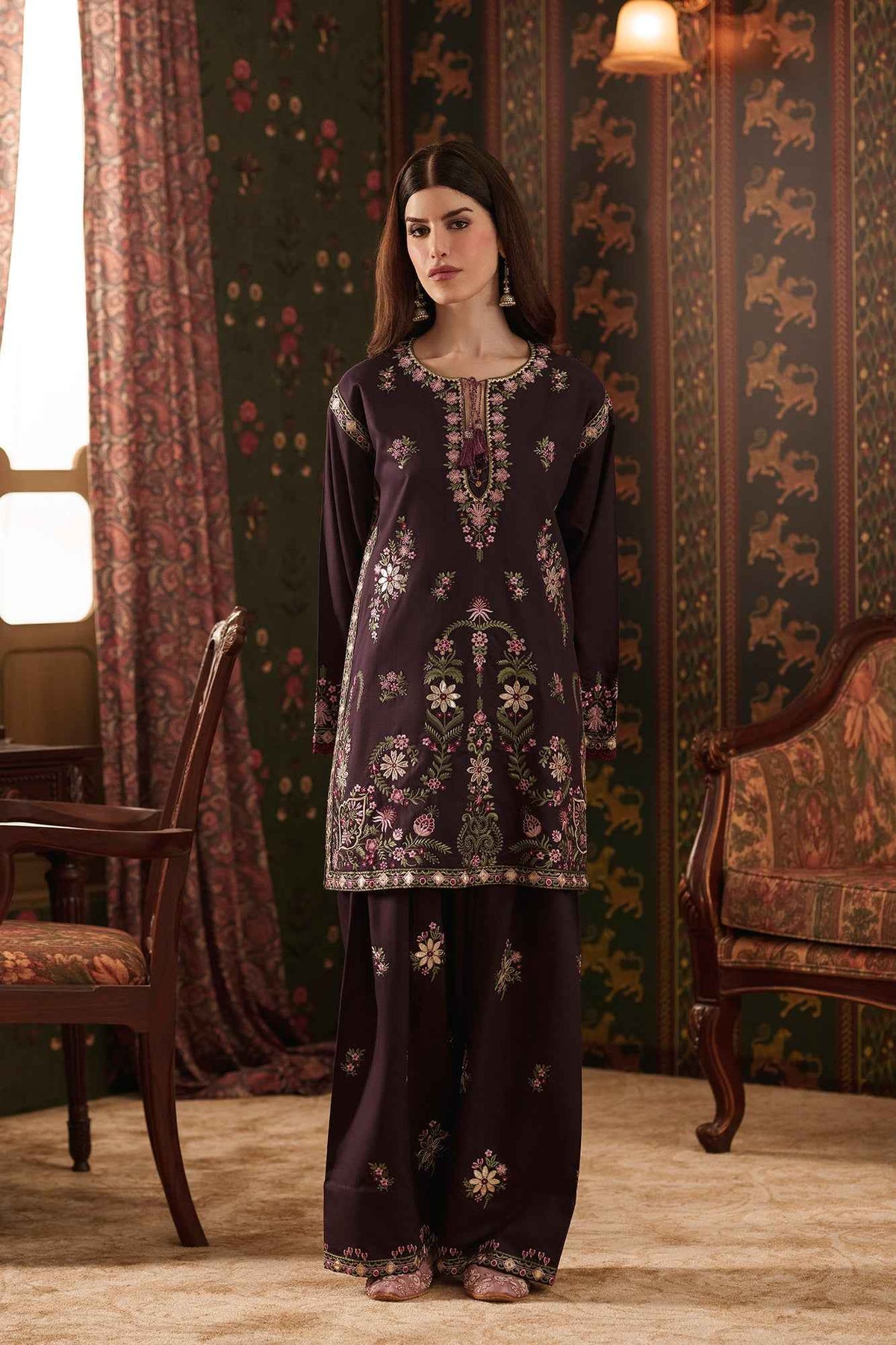 Purple Reign 2-Piece Dhanak Suit - BK Clothings Pakistan