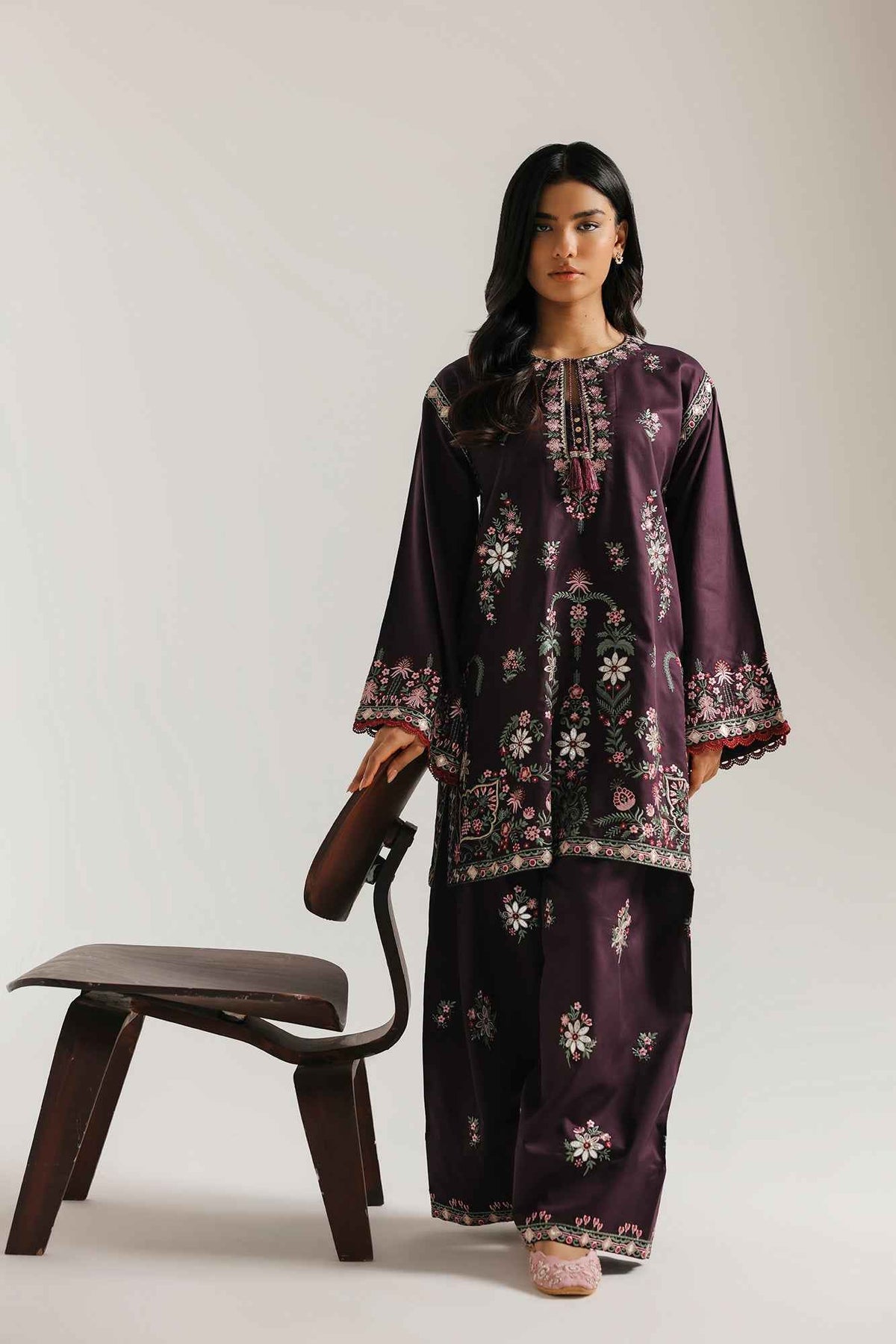 Purple Reign – 2 Piece Stitched Dhanak Suit | Women's Winter Pret