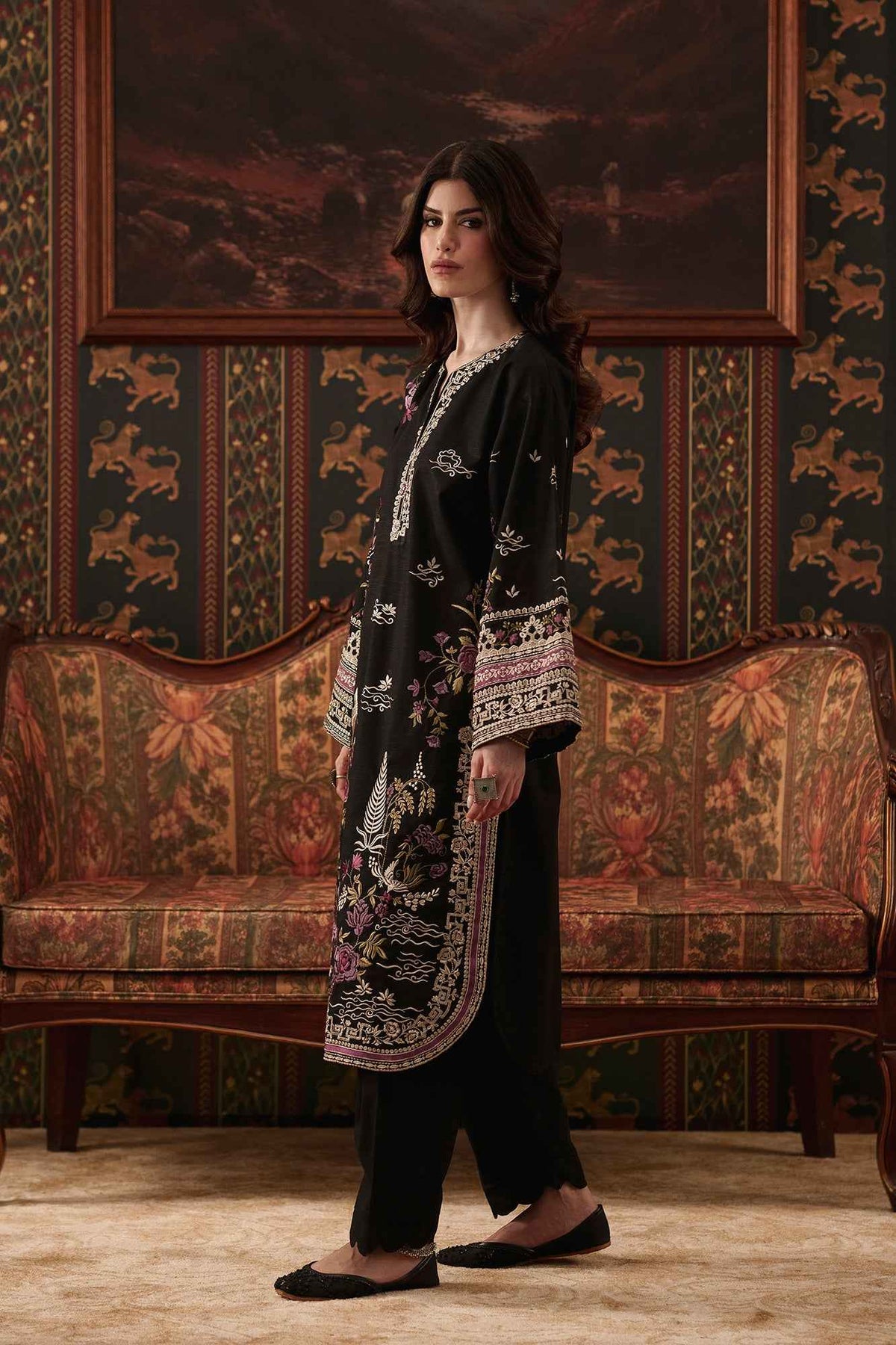 Onyx – 2 Piece Stitched Black Dhanak Suit | Women's Winter Pret