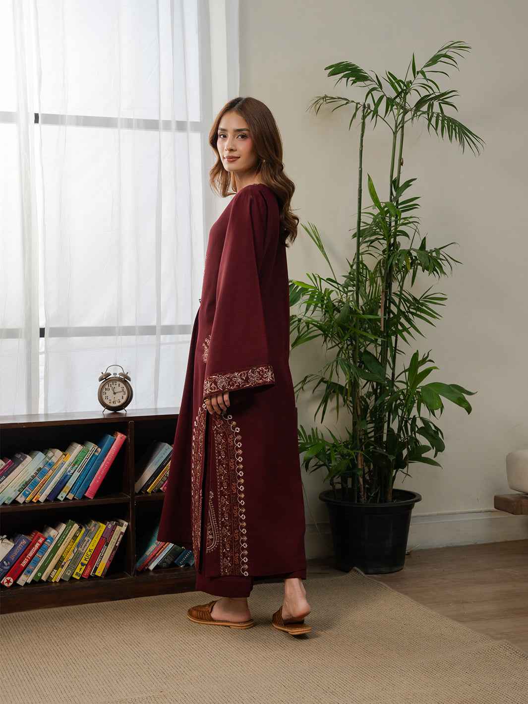 Avira Loom – 2 Piece Stitched Stone Linen Suit | Women's Winter Pret