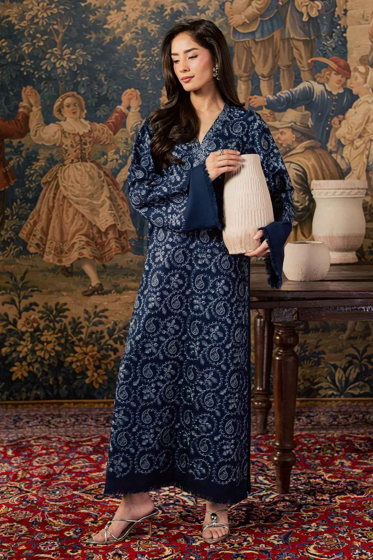 Nivara Loom – 2 Piece Stitched Navy Blue Dhanak Suit | Women's Winter Pret