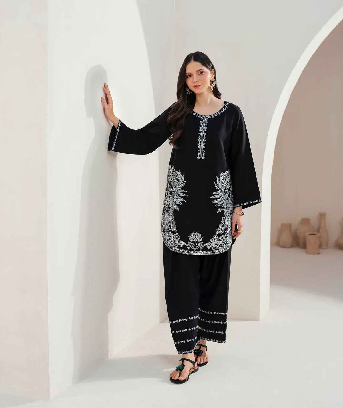 NOARA Lailya Black Embroidered 2-Piece Suit - BK Clothings Pakistan