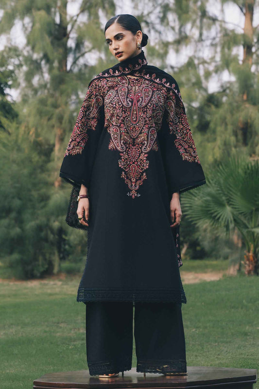 Shabira Loom 3-Piece Black Dhanak Suit - BK Clothings Pakistan