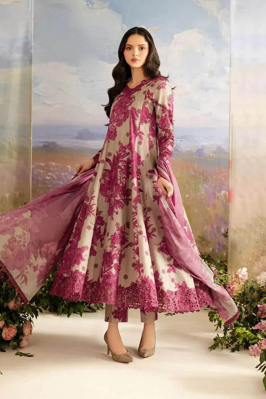 EMBROIDERED PRINTED LAWN Unstitch - BK.Clothings