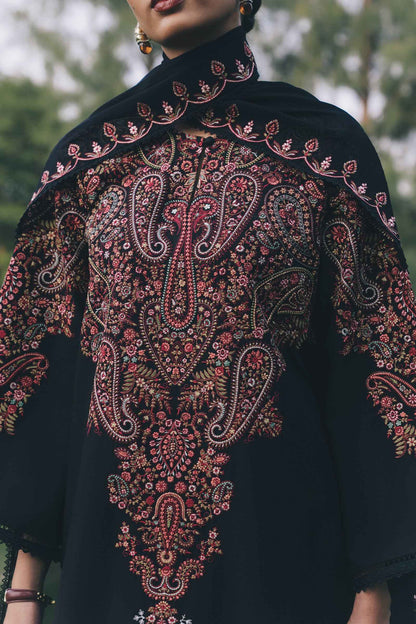 Shabira Loom – 3-Piece Stitched Black Dhanak Suit | Women's Winter Pret