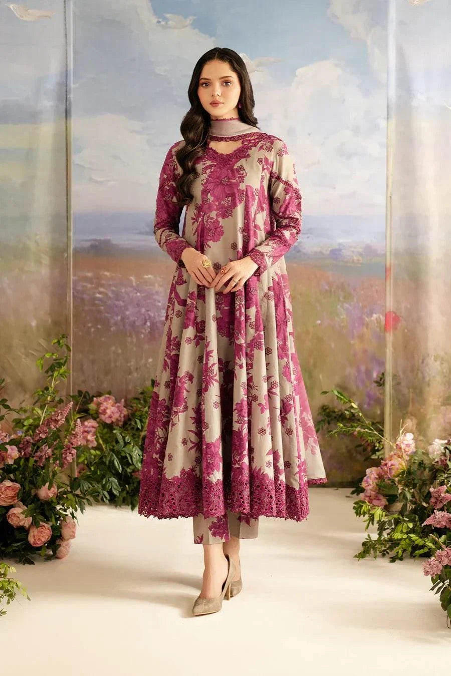 EMBROIDERED PRINTED LAWN Unstitch - BK.Clothings