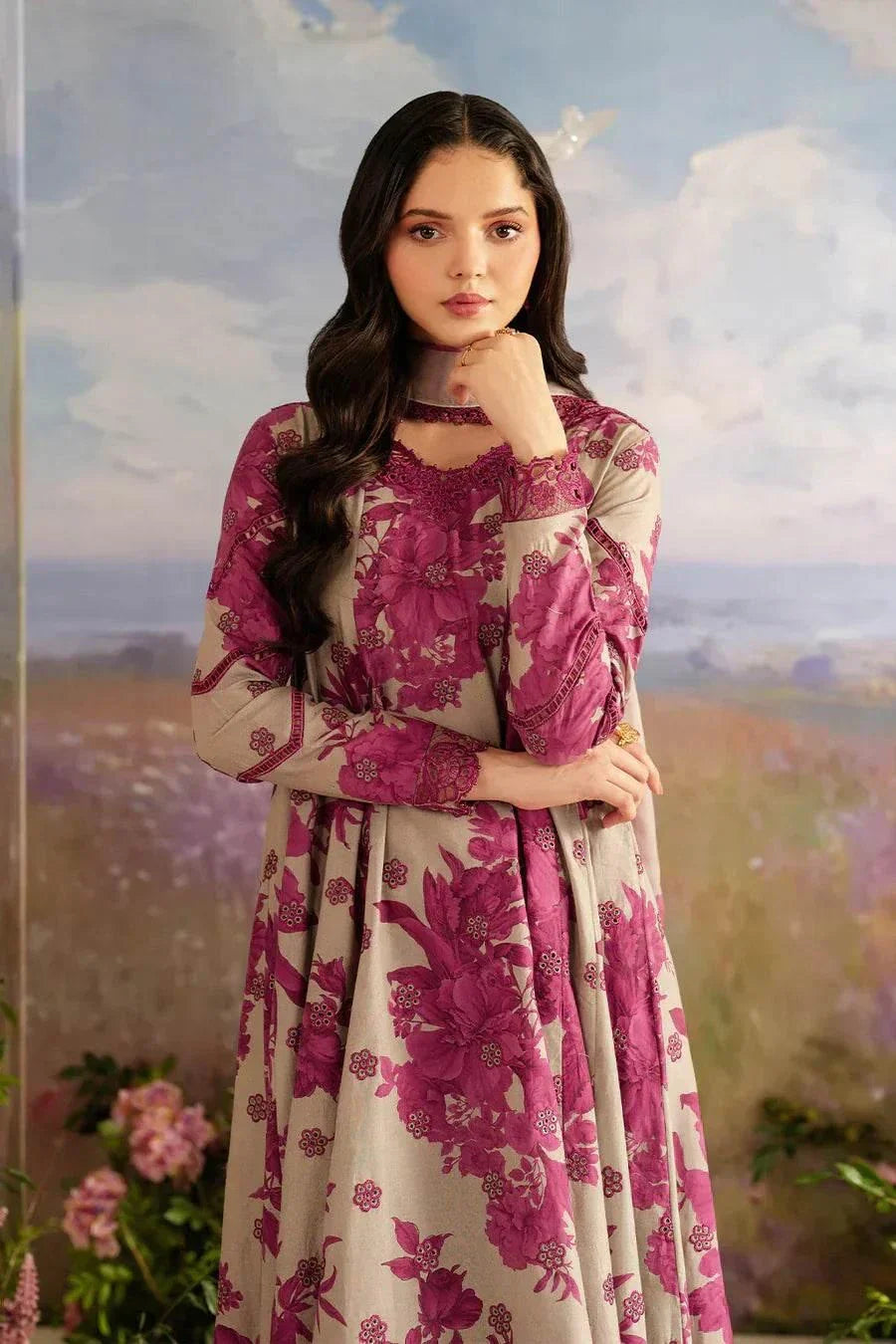 EMBROIDERED PRINTED LAWN Unstitch - BK.Clothings