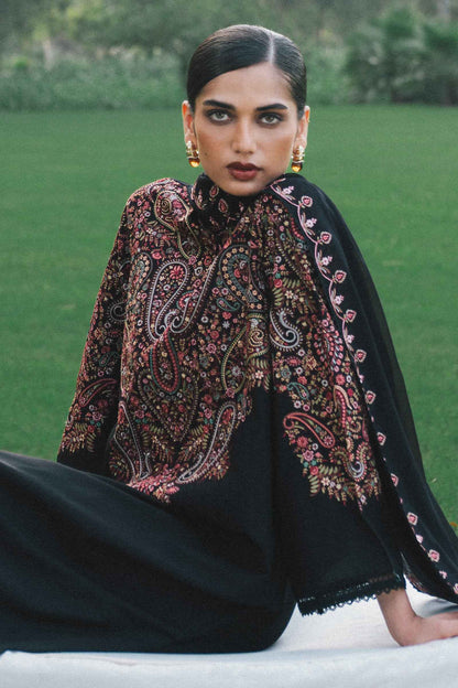 Shabira Loom – 3-Piece Stitched Black Dhanak Suit | Women's Winter Pret