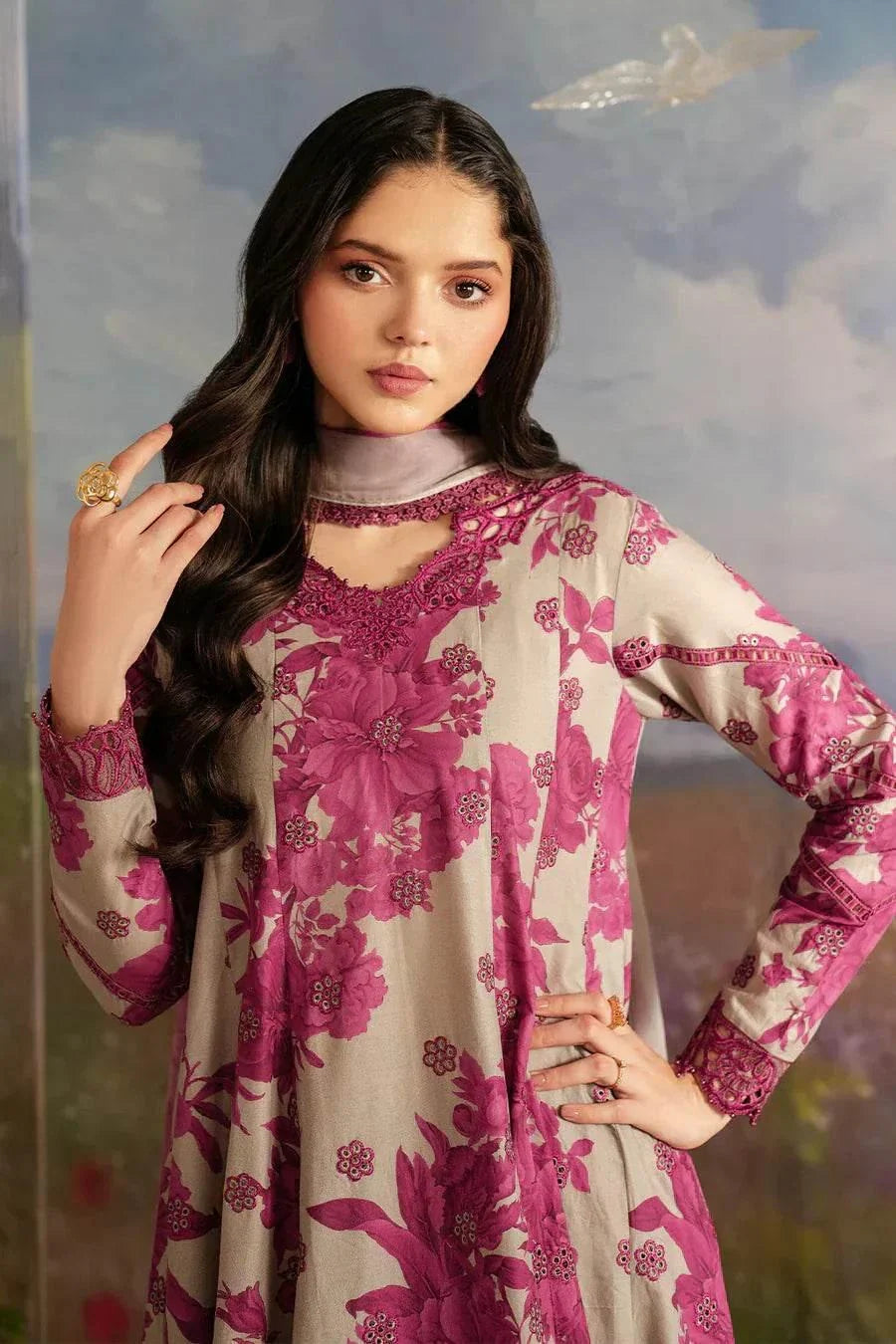 EMBROIDERED PRINTED LAWN Unstitch - BK.Clothings