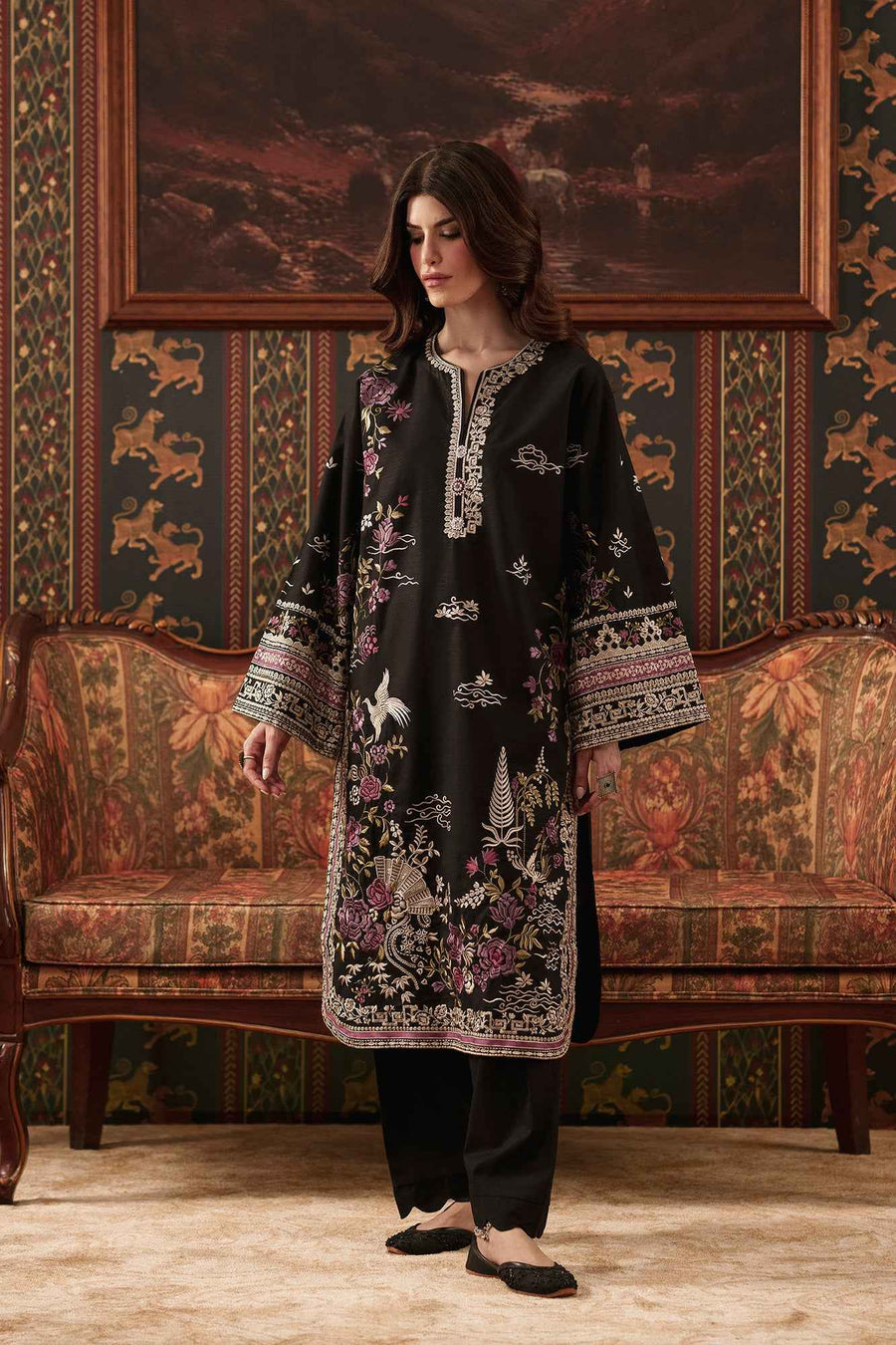 Onyx 2-Piece Black Dhanak Suit - BK Clothings Pakistan