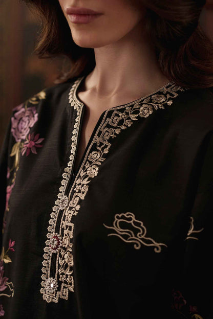 Onyx – 2 Piece Stitched Black Dhanak Suit | Women's Winter Pret