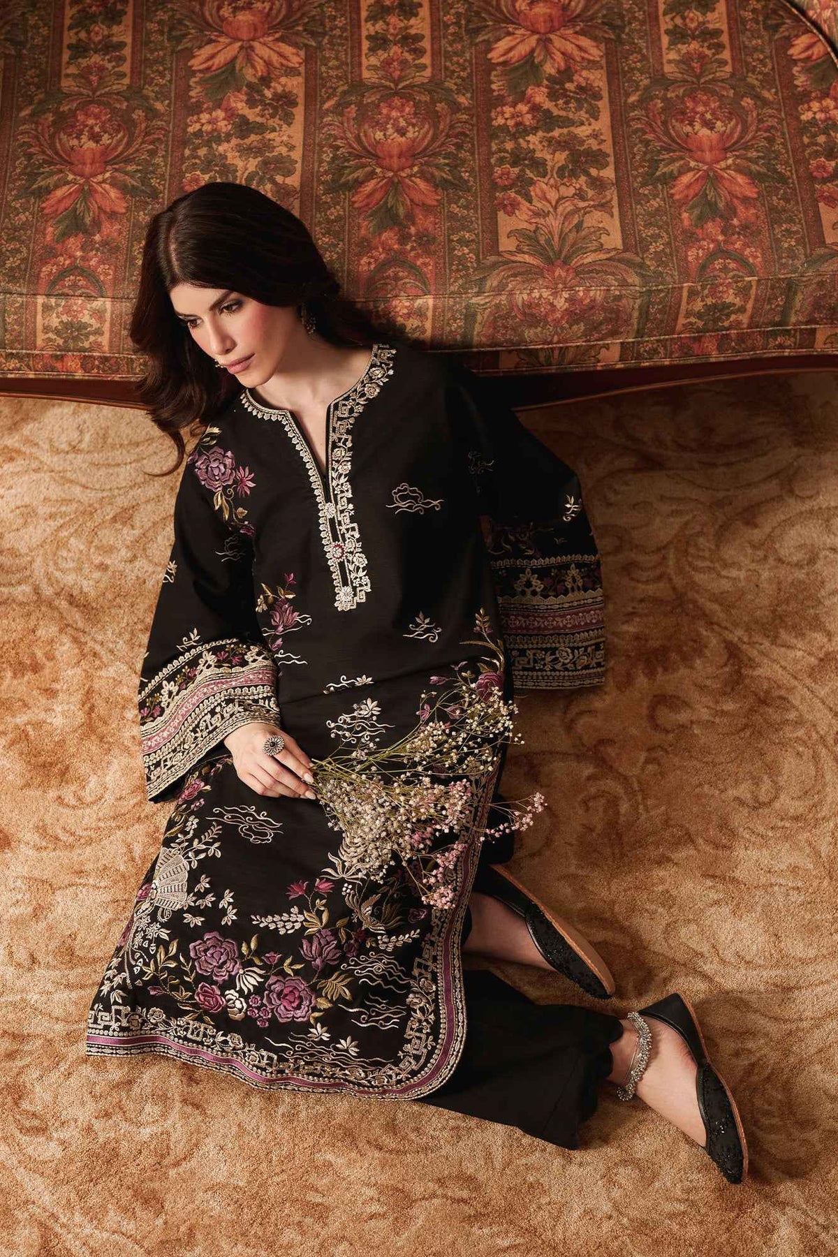 Onyx – 2 Piece Stitched Black Dhanak Suit | Women's Winter Pret