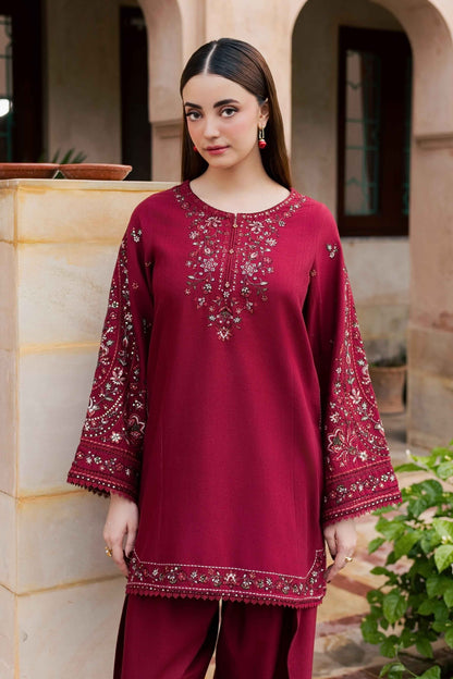 Maroon Royale Loom – 2 Piece Stitched Dhanak Suit | Women's Winter Pret