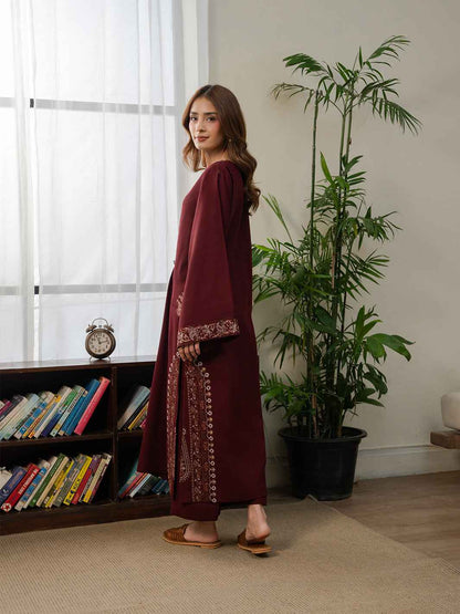 Avira Loom – 2 Piece Stitched Stone Linen Suit | Women's Winter Pret