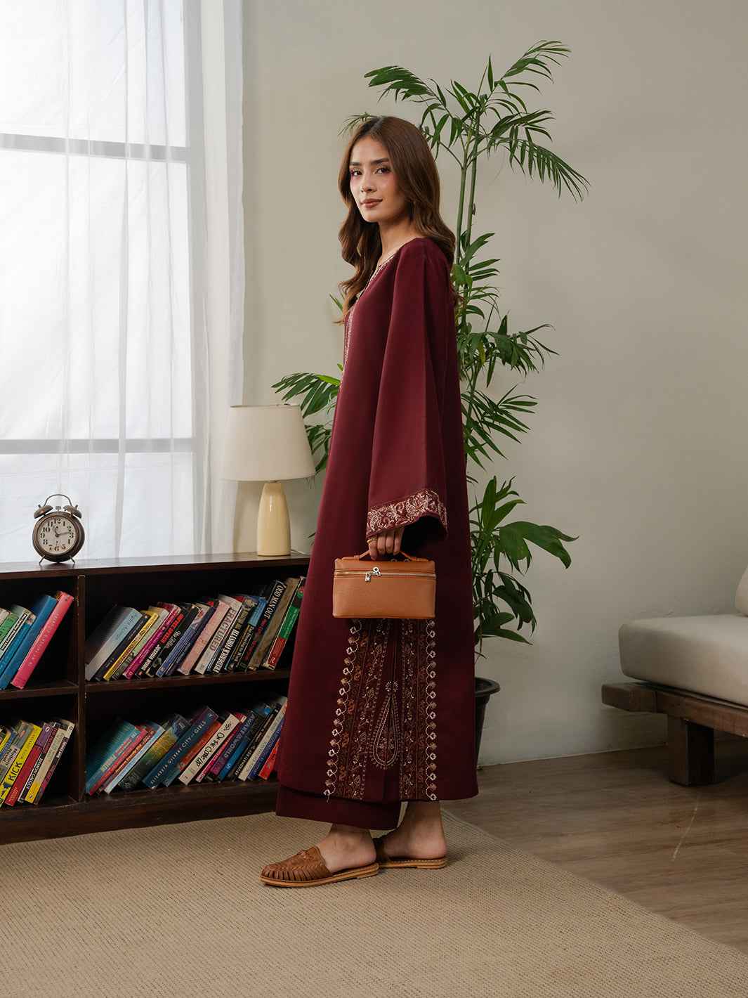 Avira Loom – 2 Piece Stitched Stone Linen Suit | Women's Winter Pret