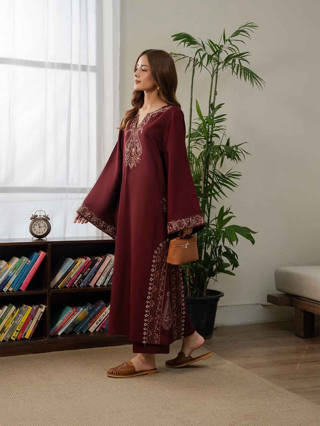 Avira Loom – 2 Piece Stitched Stone Linen Suit | Women's Winter Pret