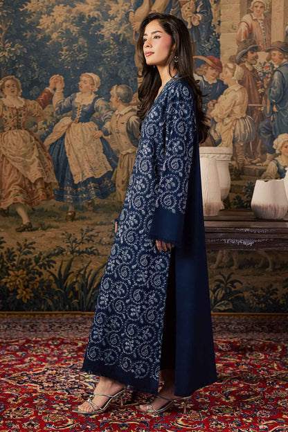 Nivara Loom – 2 Piece Stitched Navy Blue Dhanak Suit | Women's Winter Pret