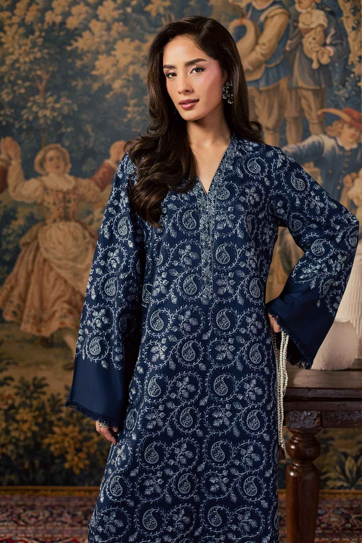Nivara Loom – 2 Piece Stitched Navy Blue Dhanak Suit | Women's Winter Pret