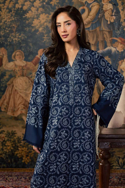 Nivara Loom – 2 Piece Stitched Navy Blue Dhanak Suit | Women's Winter Pret