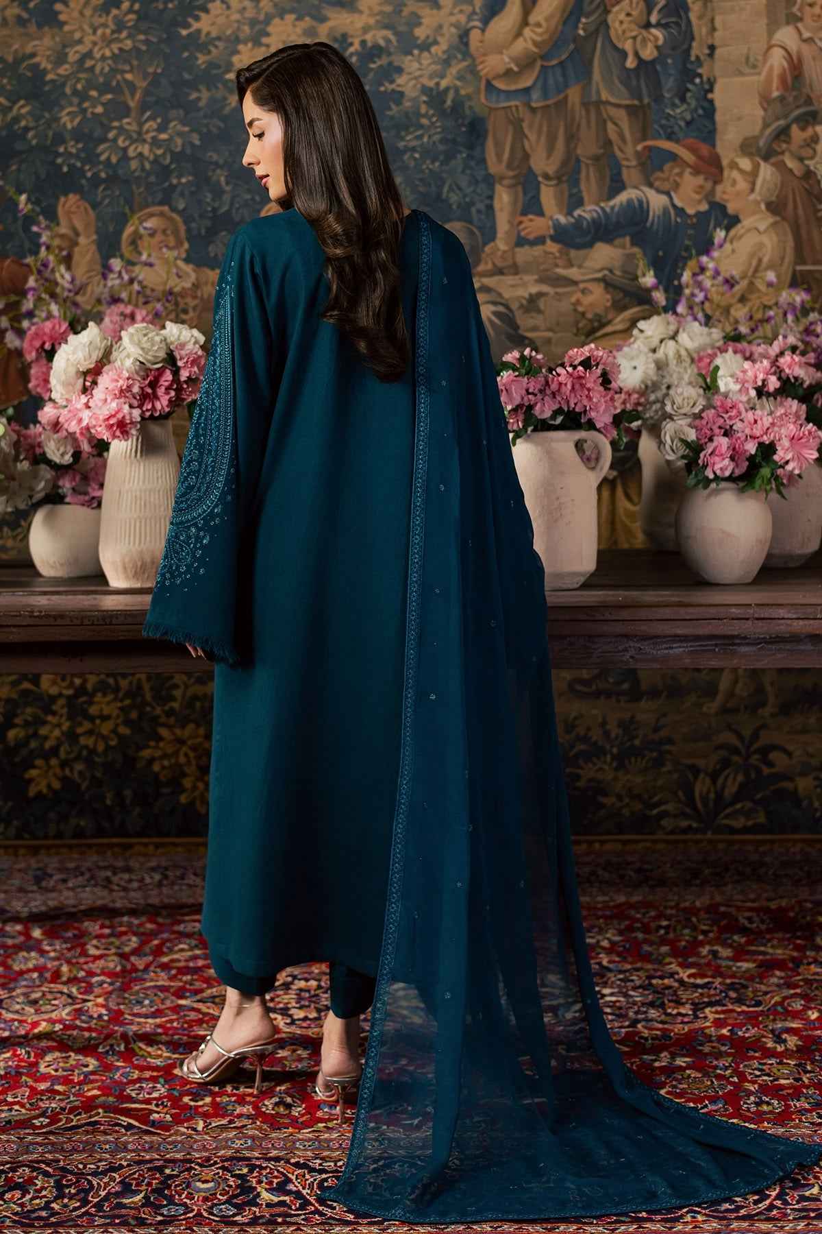 Zivra – 3 Piece Stitched Dhanak Suit with Chiffon Dupatta | Women's Winter Pret