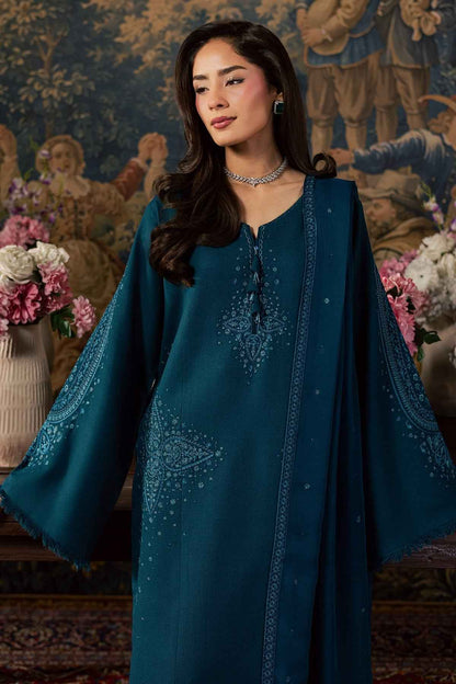 Zivra – 3 Piece Stitched Dhanak Suit with Chiffon Dupatta | Women's Winter Pret