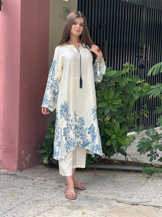 CANVAS Cream Arabic Lawn 2-Piece Suit - BK Clothings Pakistan