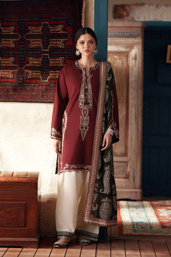 Burgundy Bloom 2-Piece Winter Cotton Women's Suit - BK Clothings Pakistan