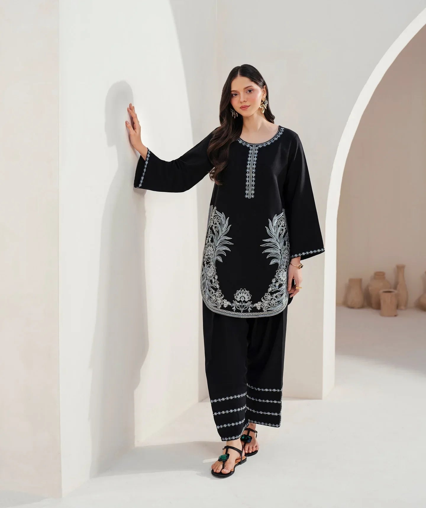NOARA Lailya Black Embroidered 2-Piece Suit - BK Clothings Pakistan