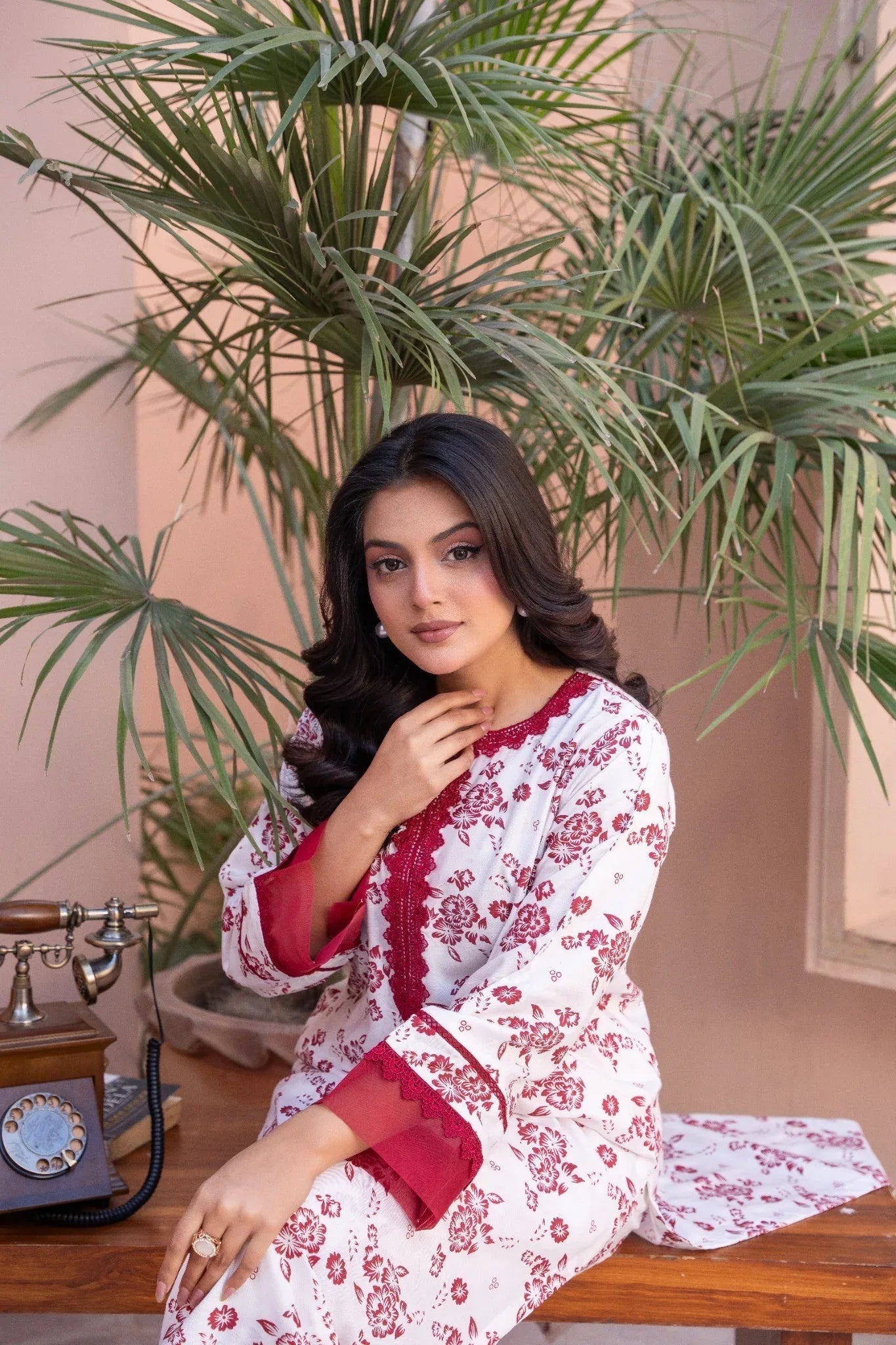 BK Clothings Ruby Bloom Linen Suit Pakistan COD