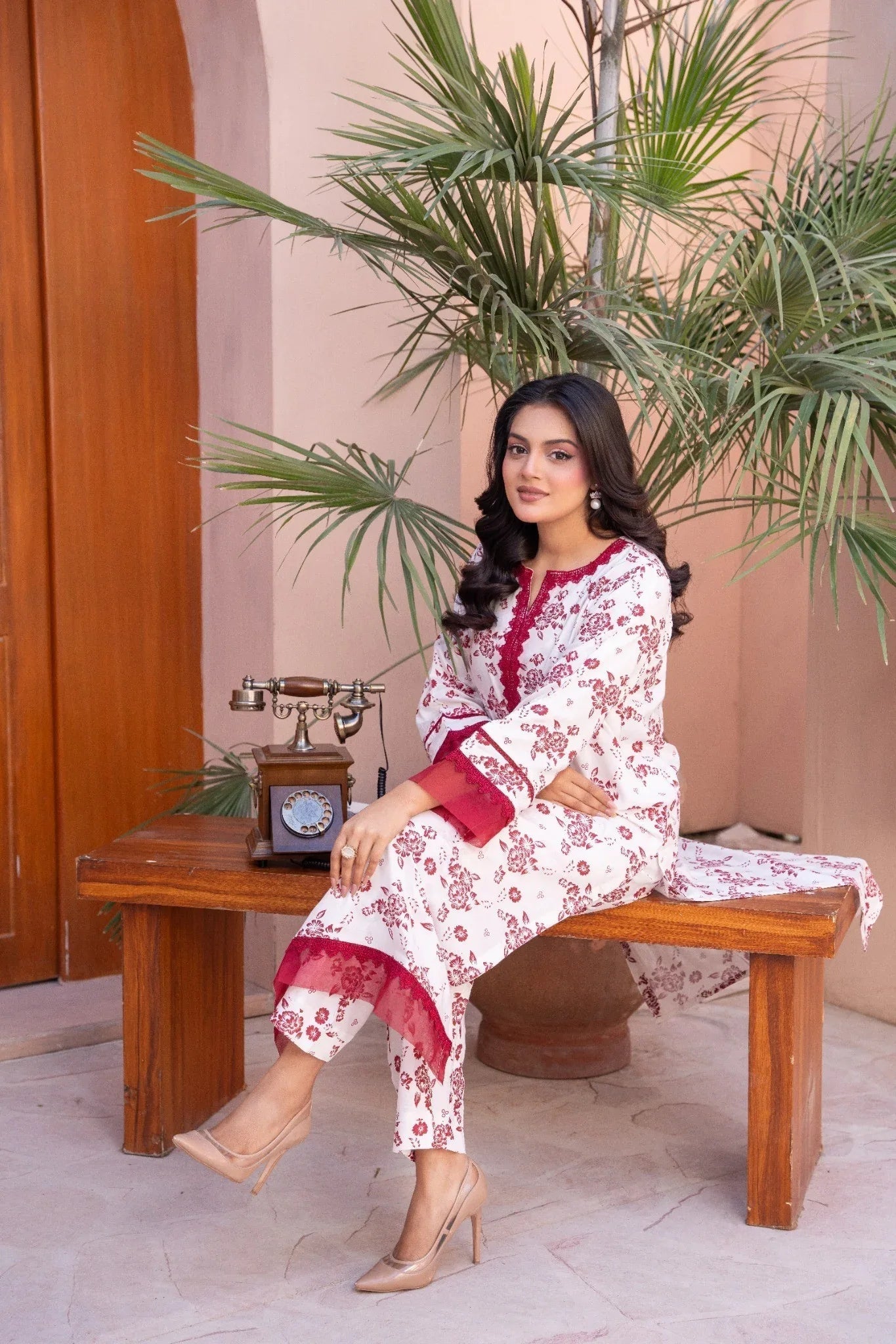 Ruby Bloom Floral Linen 2-Piece Suit - BK Clothings Pakistan